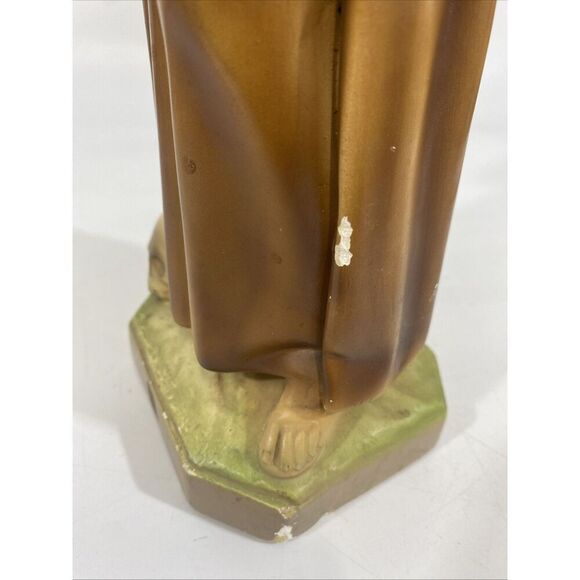 ANTIQUE Statue OF ST GERARD MAJELLA W/ SKULL PLASTER STATUE CATHOLIC ART 16” - Picture 14 of 16